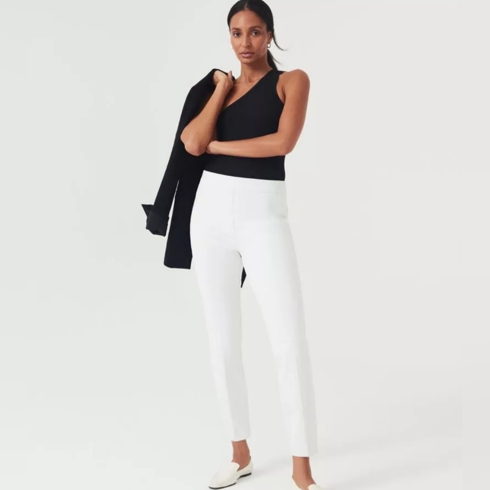 SPANX White High-Rise Straight-Leg Trousers